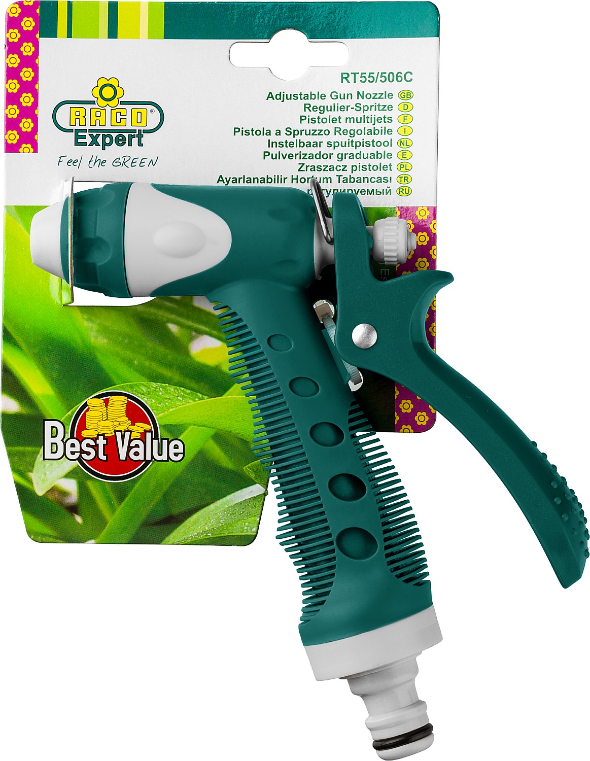 RACO 506C, плавная регулировка, курок сзади, пластиковый с TPR, поливочный пистолет (4255-55/506C-30)