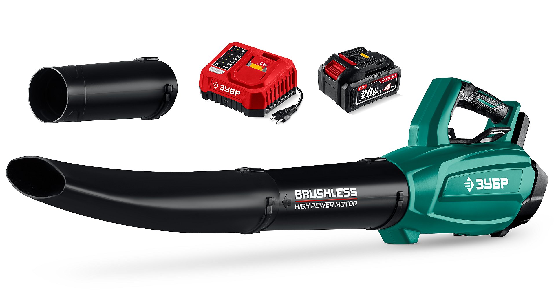 ЗУБР 20 В, 800 м3/ч, 1 АКБ LMS (4 Ач), воздуходувка аккумуляторная (ВА-800-41)