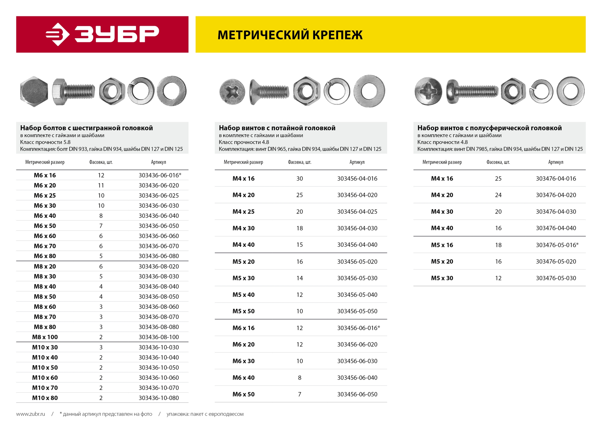ЗУБР DIN 7985, M4 х 40 мм, цинк, 16 шт, винт с гайкой и шайбами (303476-04-040)