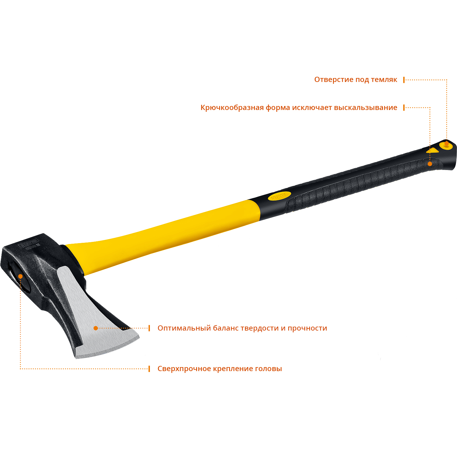 STAYER FIBERGLASS, 2000/2800 г, 680 мм, кованый топор-колун, Professional (20623-20)