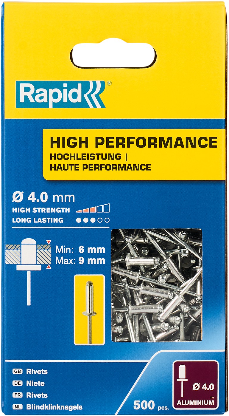 RAPID R:High-performance-rivet, 4.0 х 12 мм, 500 шт, алюминиевая высокопроизводительная заклепка (5001434)