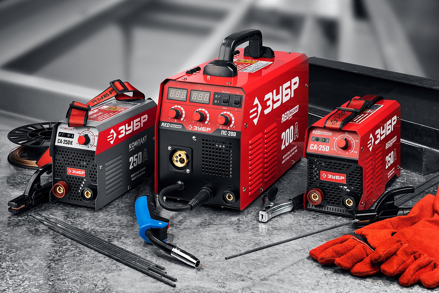 ЗУБР ММА, 250 А, RED MACHINE, сварочный аппарат инверторный, макс. электрод Ø 6.0 мм (СА-250)