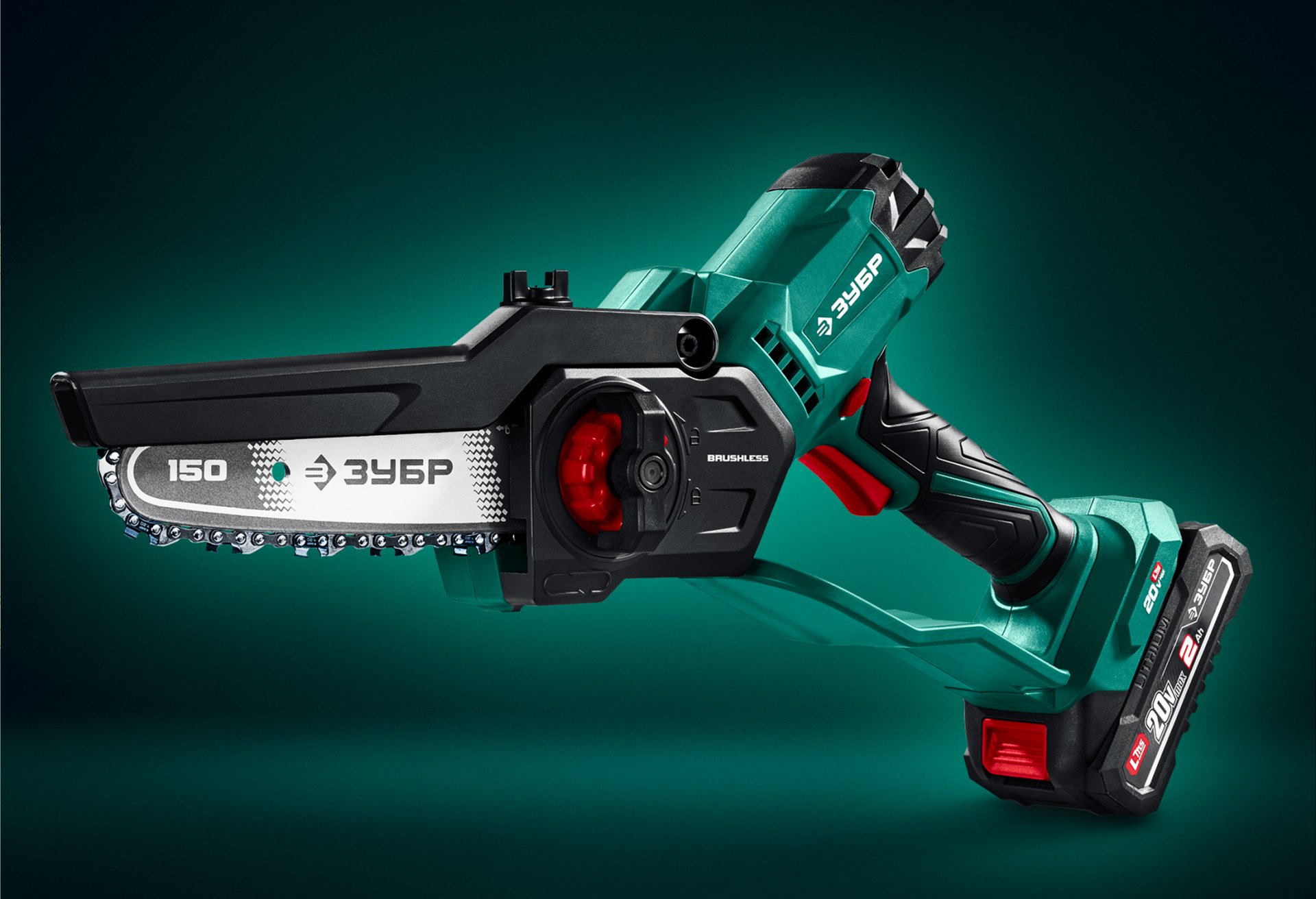 ЗУБР 20 В, 150 мм шина, без АКБ (LMS), мини-пила цепная аккумуляторная (ПЦБ-2015)