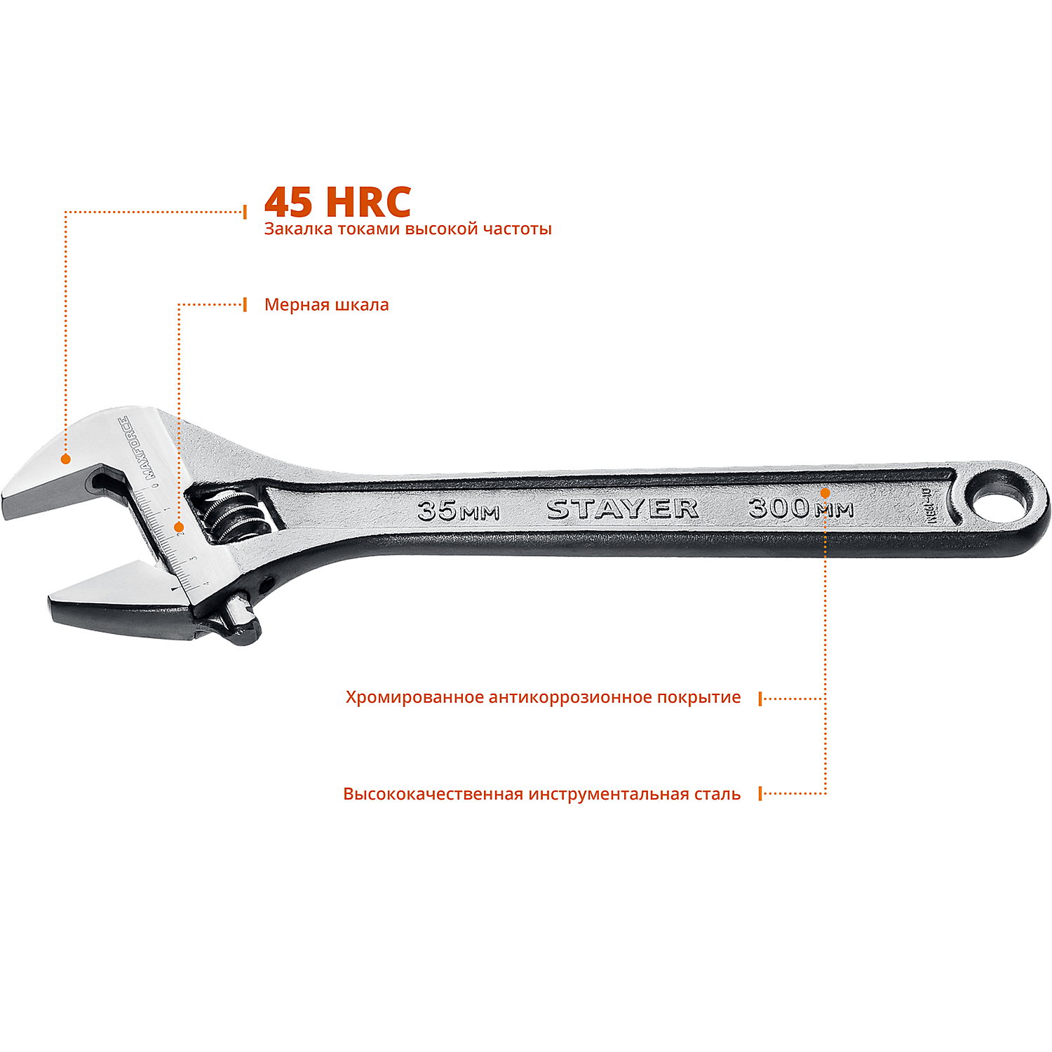 STAYER MAXFORCE, 300/35 мм, разводной ключ (2725-30)