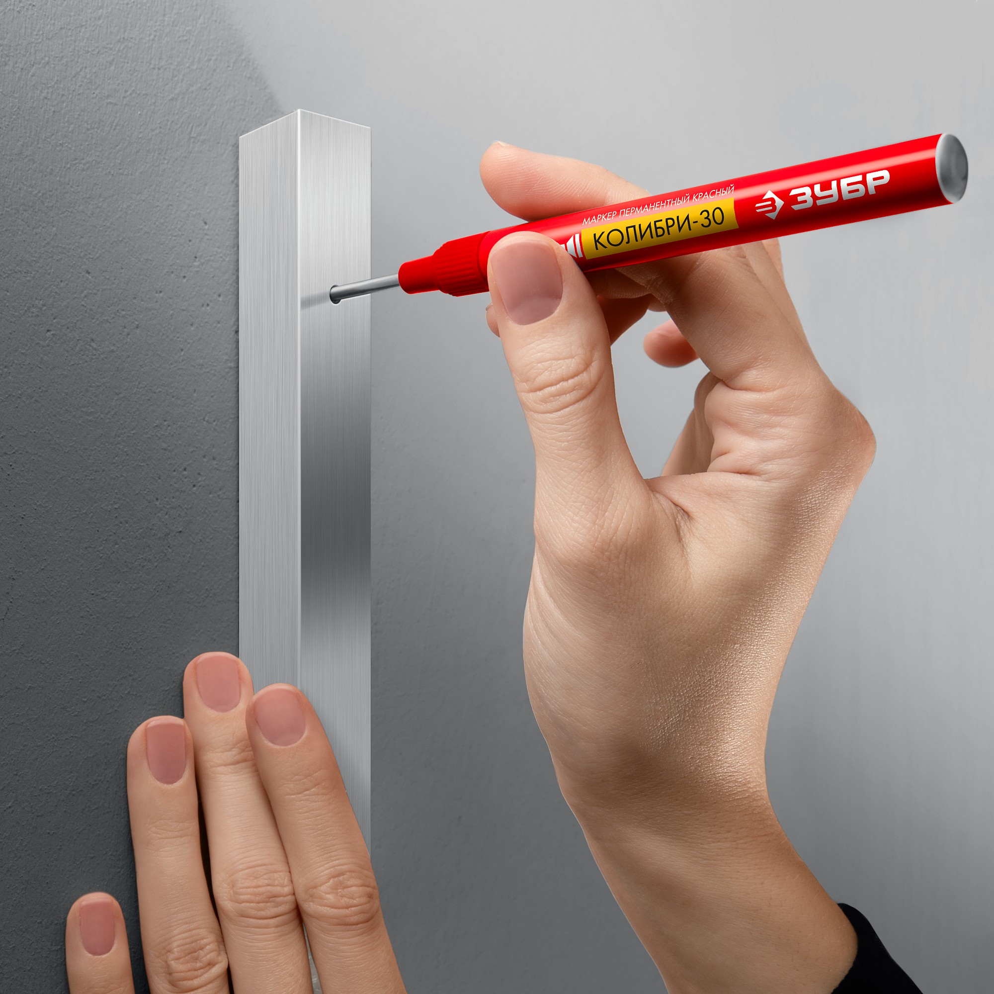 ЗУБР Колибри-30 красный, наконечник L 30 мм, d 3.0 мм, перманентный маркер для отверстий (06338-3)