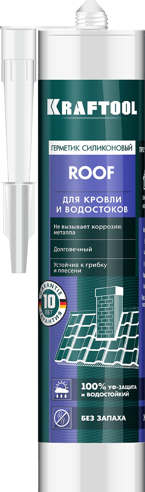 KRAFTOOL ROOF, 300 мл, прозрачный, кровельный силиконовый герметик (41258-2)