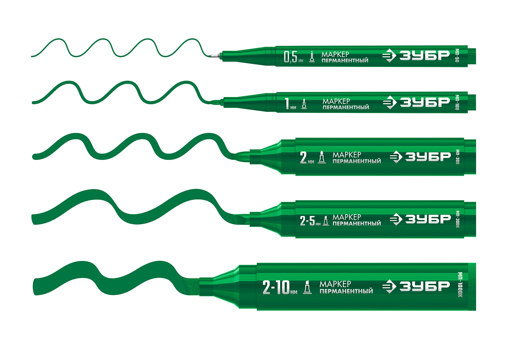 ЗУБР МП-300 зеленый, 2 мм перманентный маркер (06322-4)