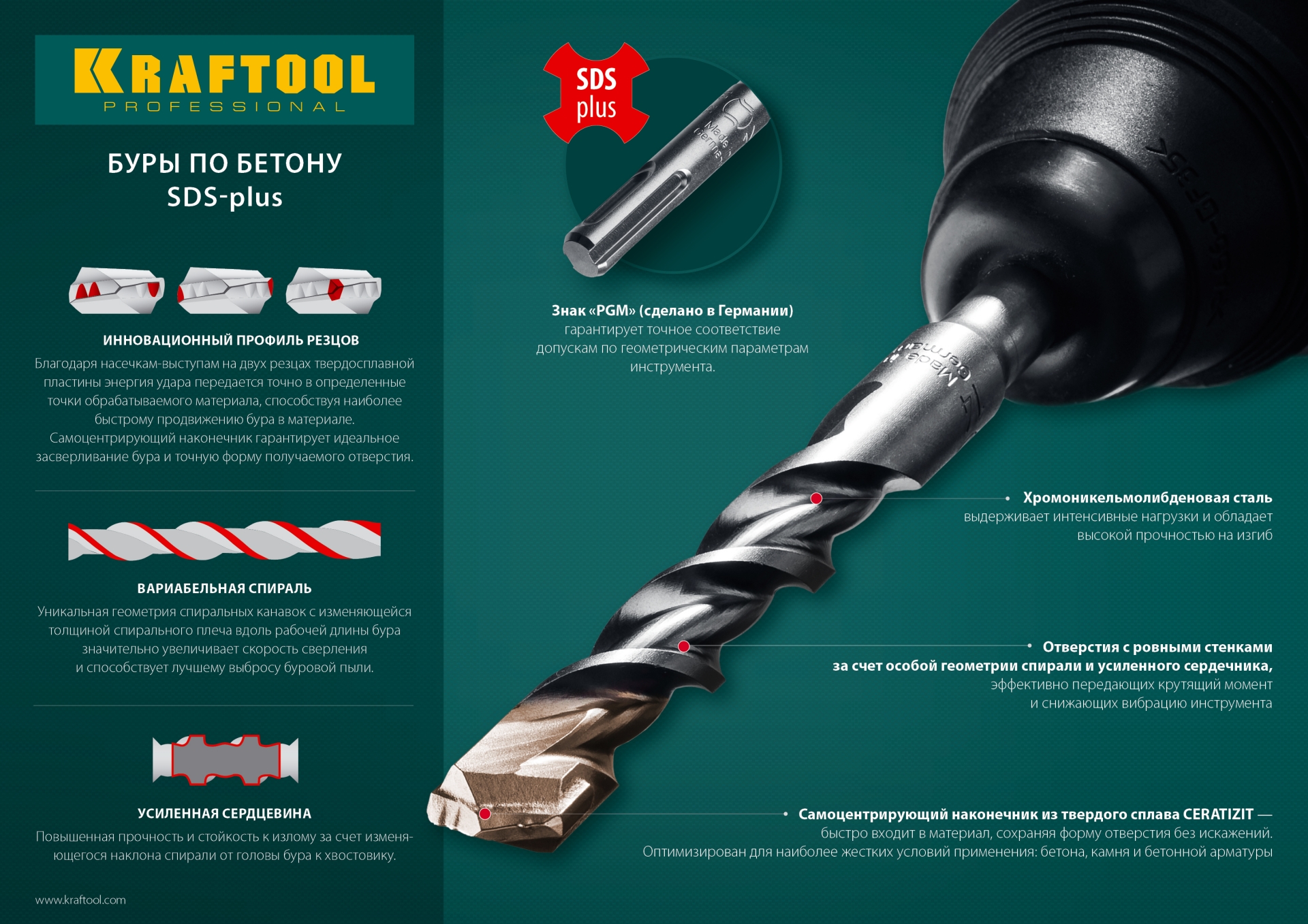 KRAFTOOL Expert, 12 х 310 мм, SDS-plus бур (29320-310-12)
