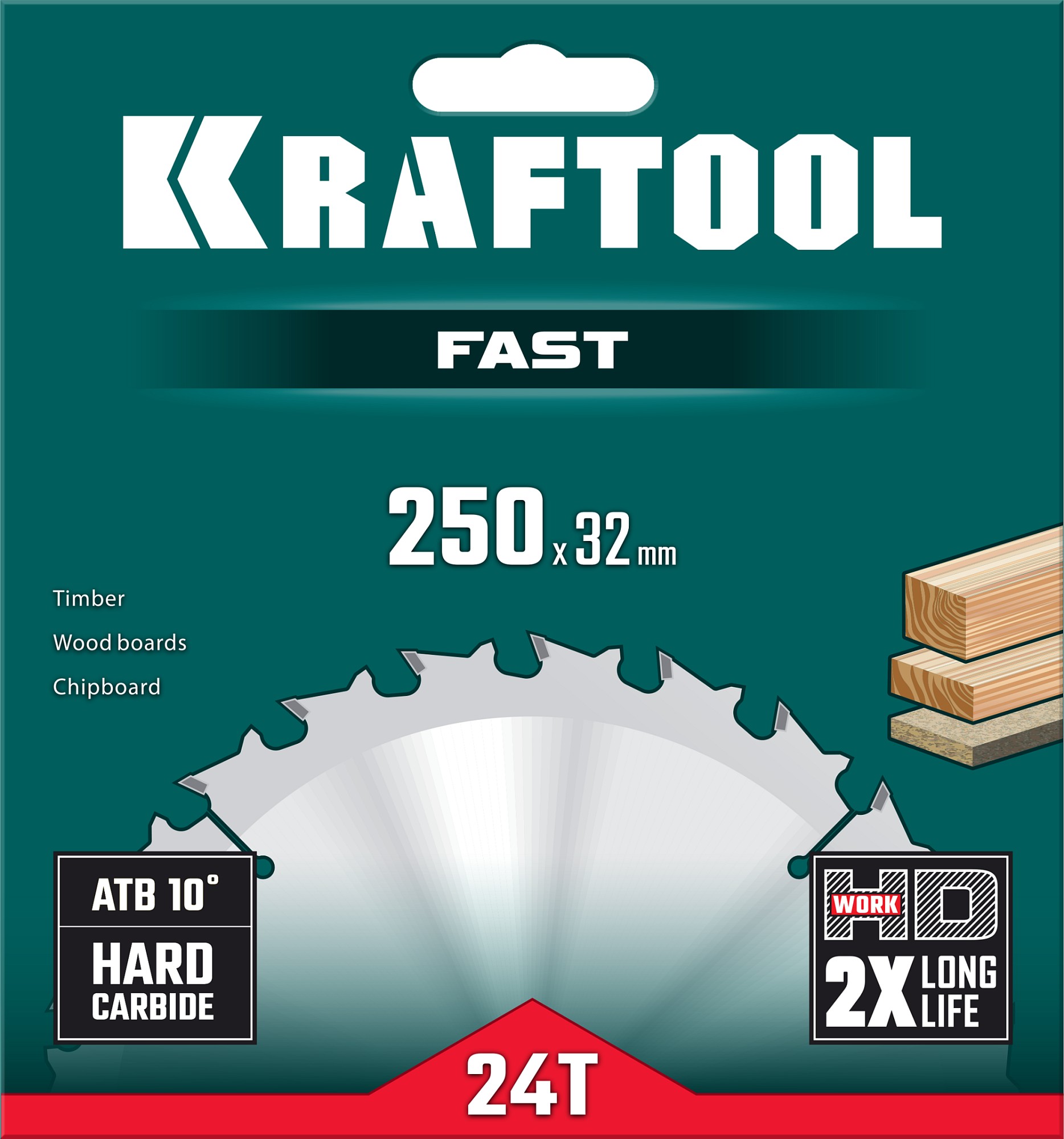 KRAFTOOL Fast, 250 х 32 мм, 24Т, пильный диск по дереву (36950-250-32)