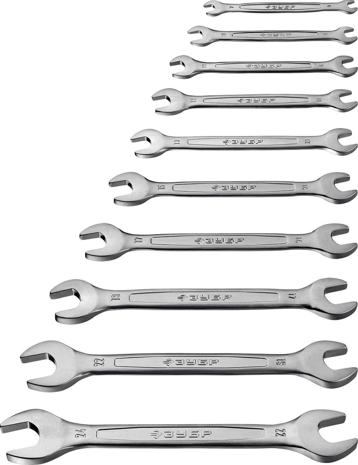 ЗУБР 10 шт, 6 - 24 мм, набор рожковых гаечных ключей, Профессионал (27010-H10)