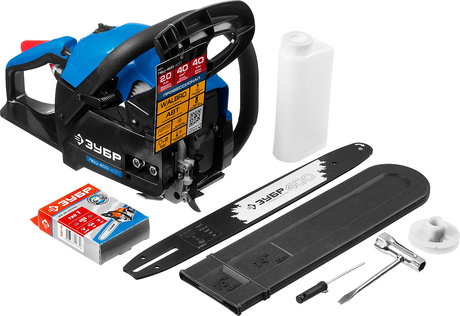ЗУБР 40 см3, 40 см, бензопила, Профессионал (ПБЦ-400 40П)