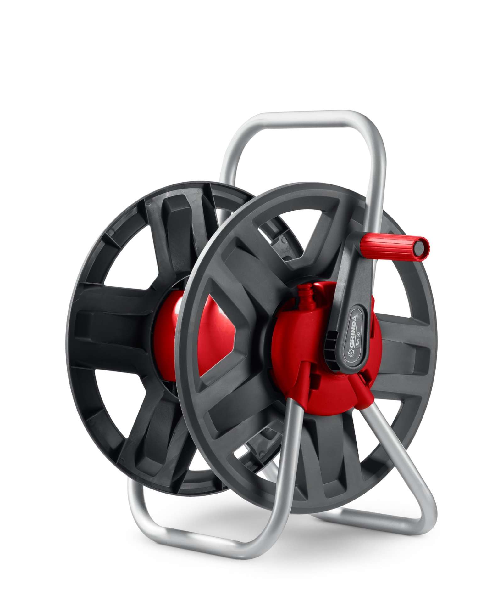 GRINDA HRM-60, для шлангов 60м x 1/2″ и 30м х 3/4″, стальные опоры, пластиковый барабан, катушка для шлангов (8-428410)