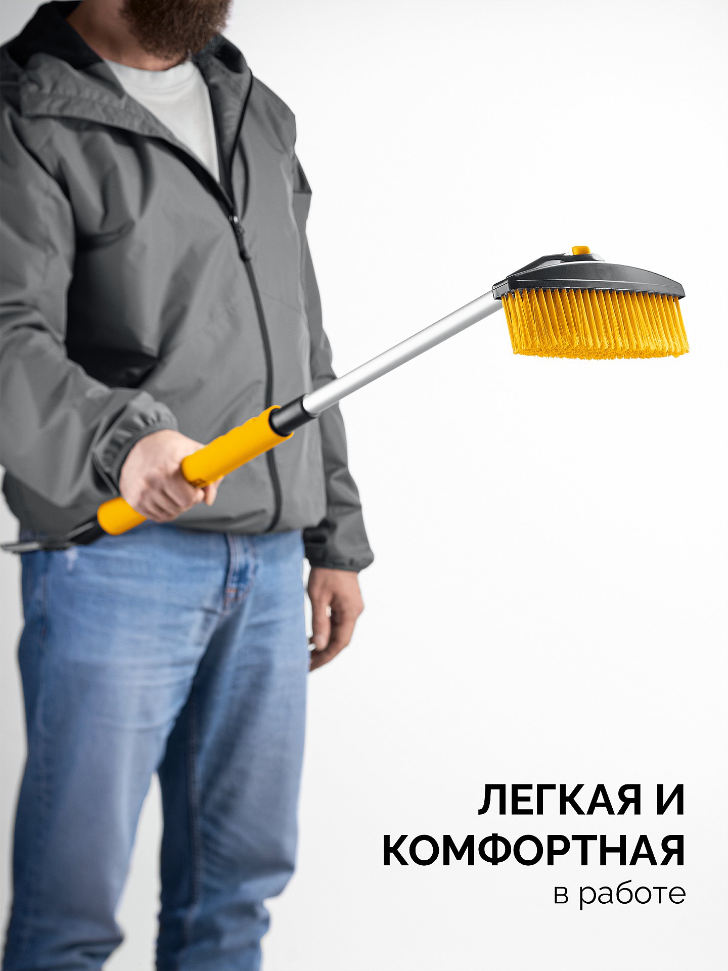 STAYER телескопическая щётка с поворотной головой от снега автомобильная, 805-1065 мм (61048)