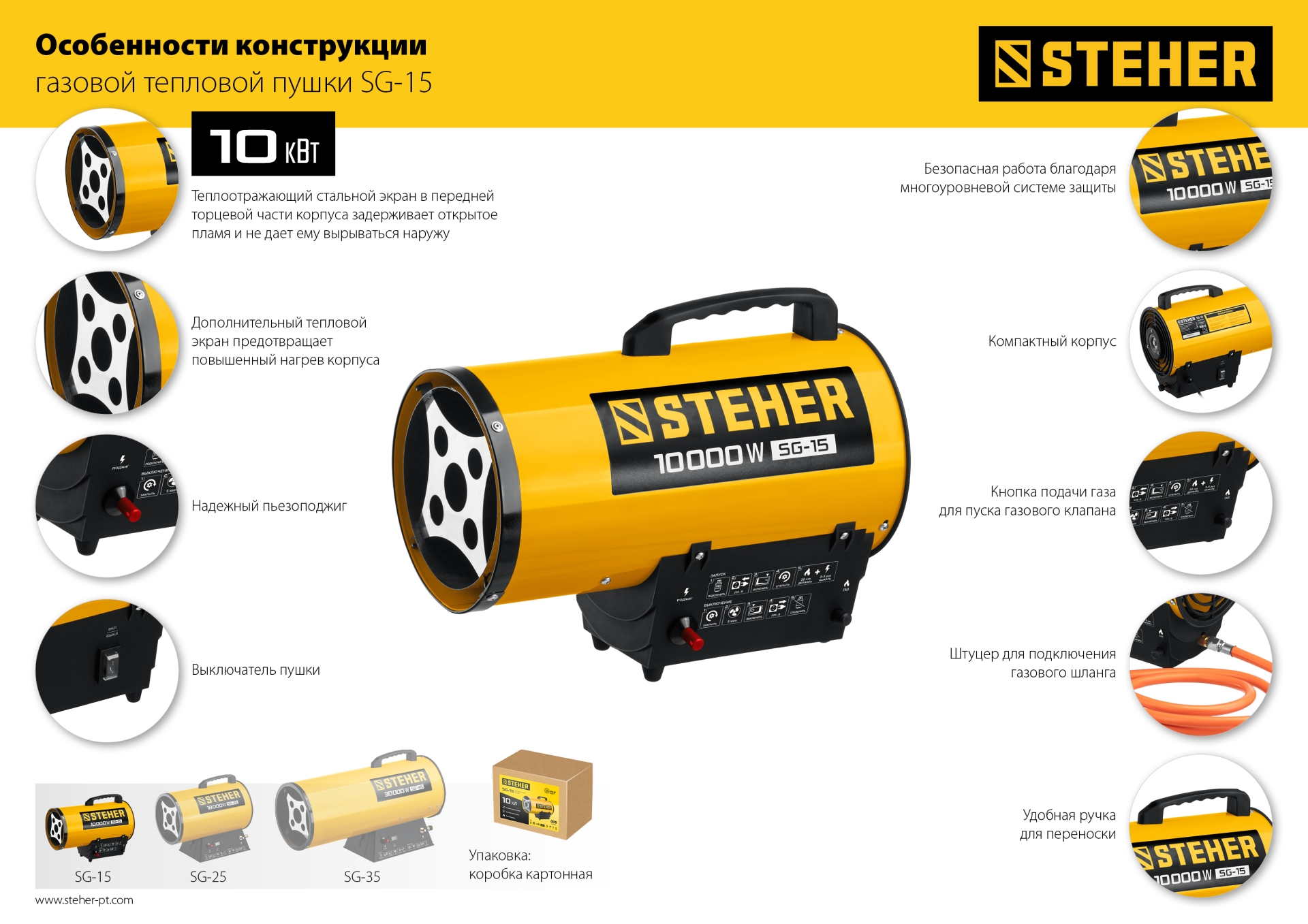 STEHER 10 кВт, газовая тепловая пушка (SG-15)