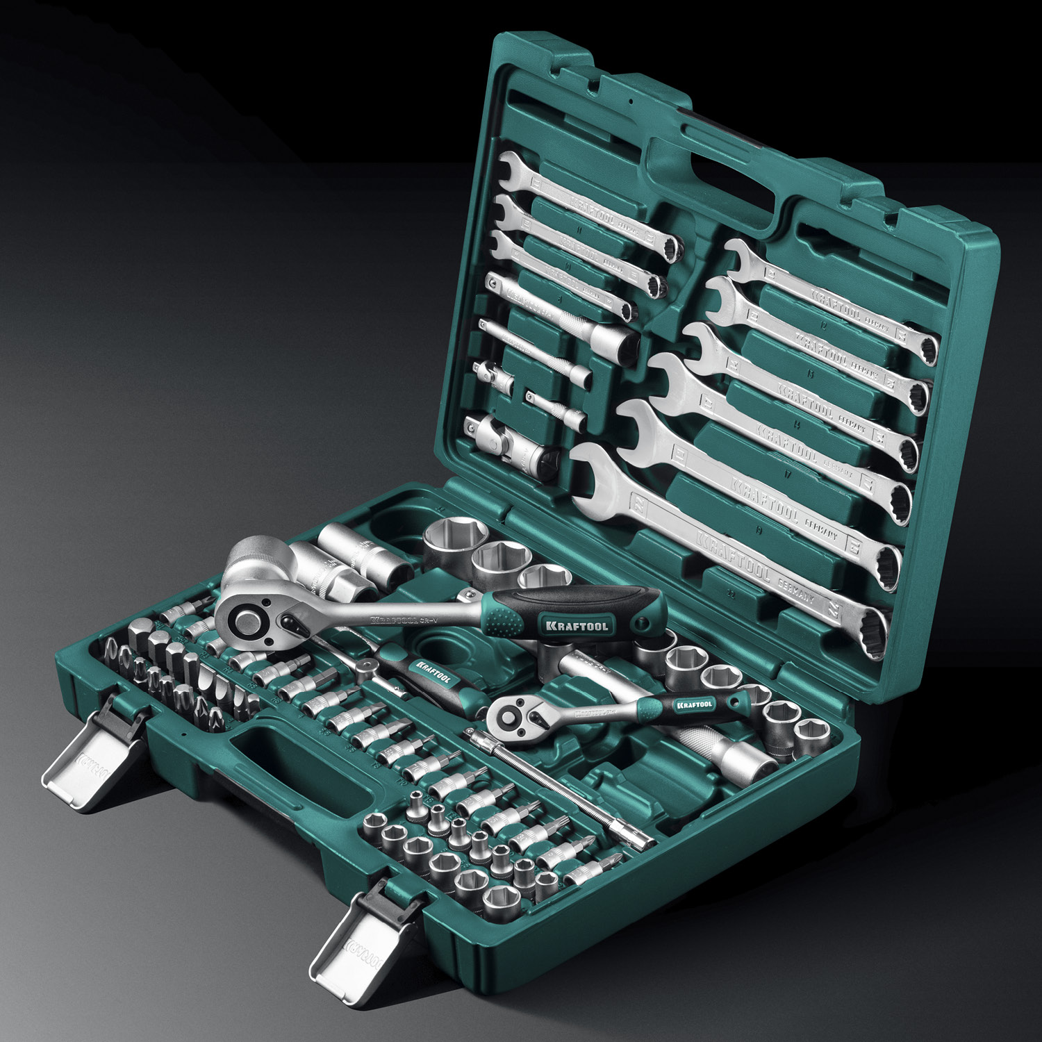 KRAFTOOL X-Drive 82, 82 предм., (1/2″+1/4″), универсальный набор инструмента (27887-H82)