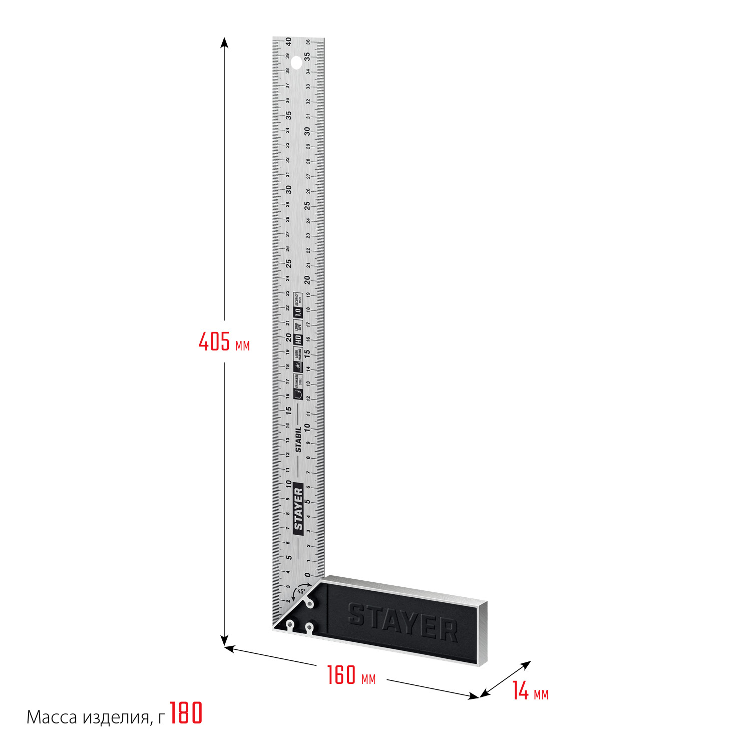 STAYER 400 мм, столярный угольник, Professional (3431-40)