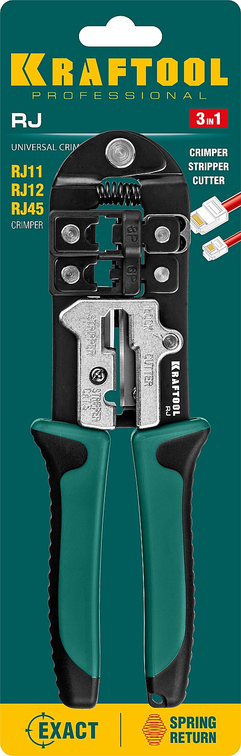KRAFTOOL RJ, (RJ45, RJ11,RJ12), универсальный кримпер (22699)