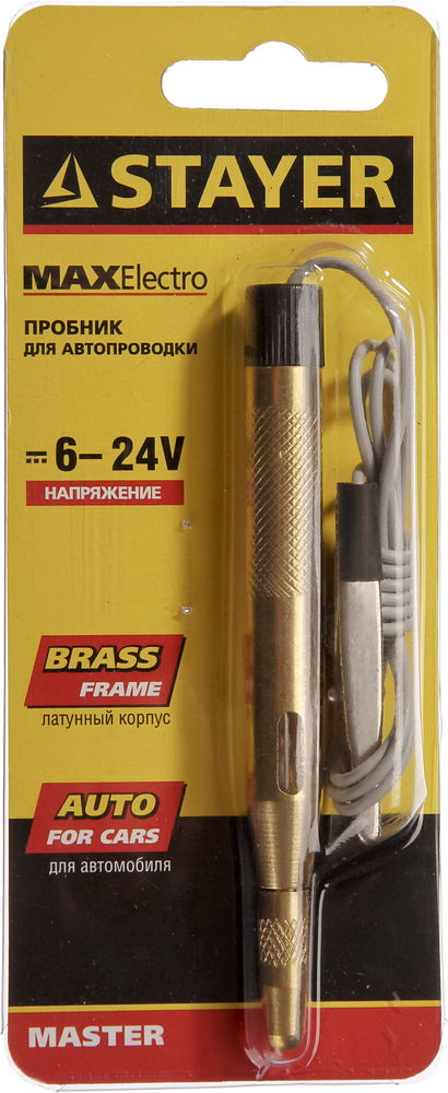 STAYER MAXElectro, 6 - 24 В, 110 мм, электрический пробник для автопроводки (2574)