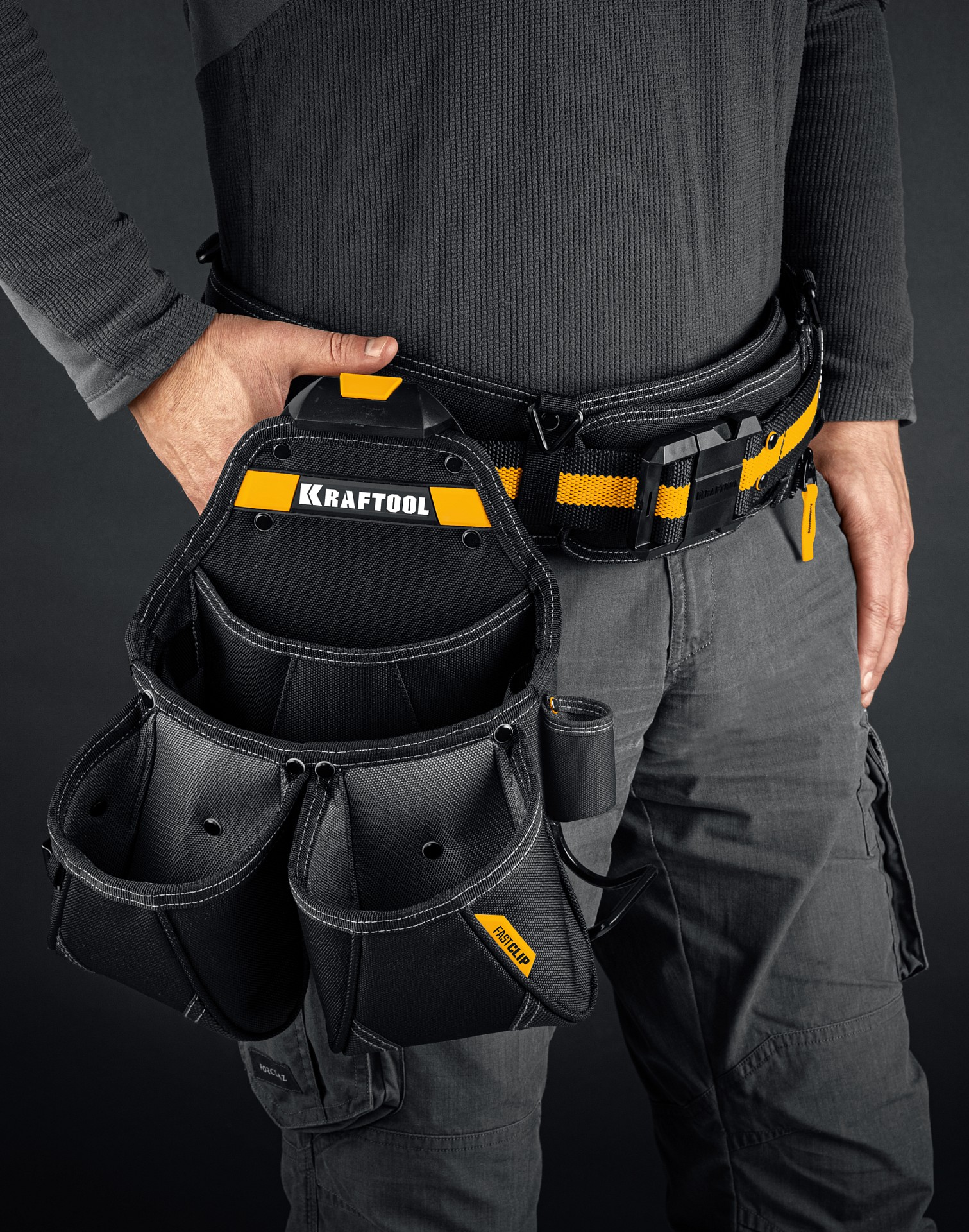 KRAFTOOL KP-15 поясная сумка с быстросъёмным креплением FastClip, 350 х 320 мм (38771)