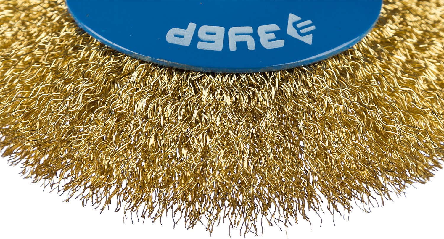 ЗУБР 115 мм, витая стальная латунированная проволока 0.3 мм, коническая щетка-крацовка для УШМ, Профессионал (35267-115)