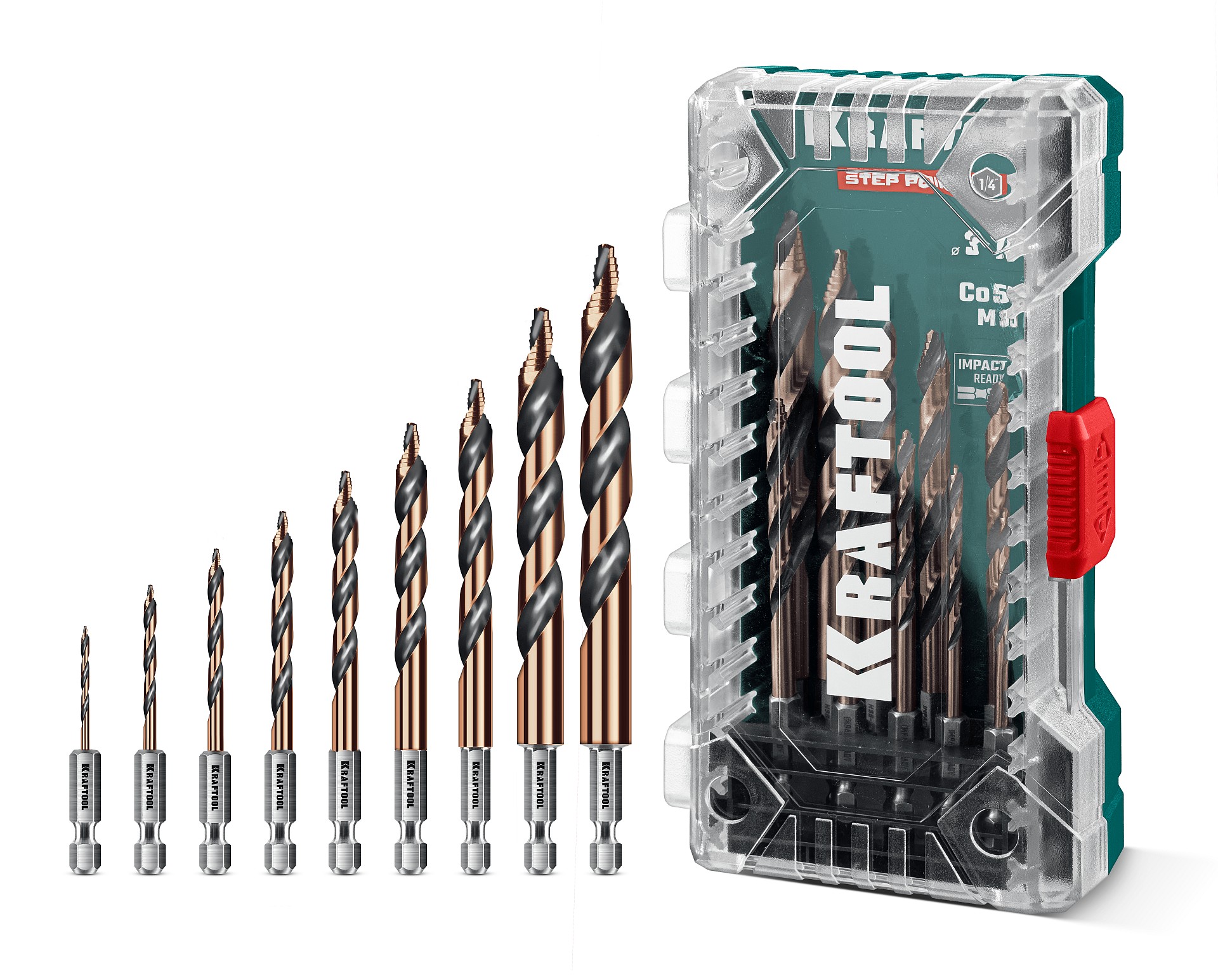 KRAFTOOL STEP POINT, 10 шт, набор сверл по металлу для винтовёртов и шуруповертов IMPACT READY (29653-H10)
