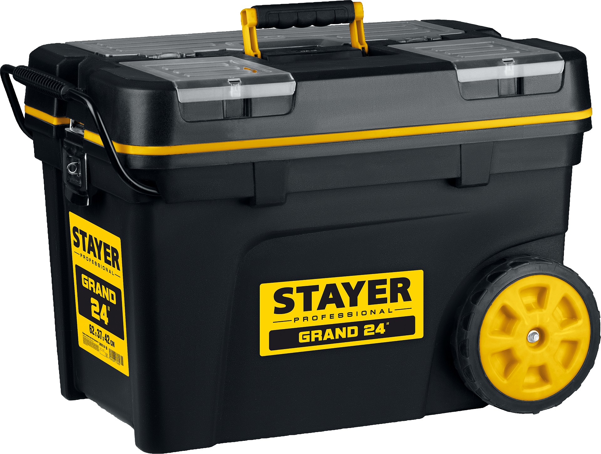 STAYER BIGPRO, 620 х 370 х 420 мм, (24.5″), пластиковый ящик-тележка для инструментов, Professional (38107-24)