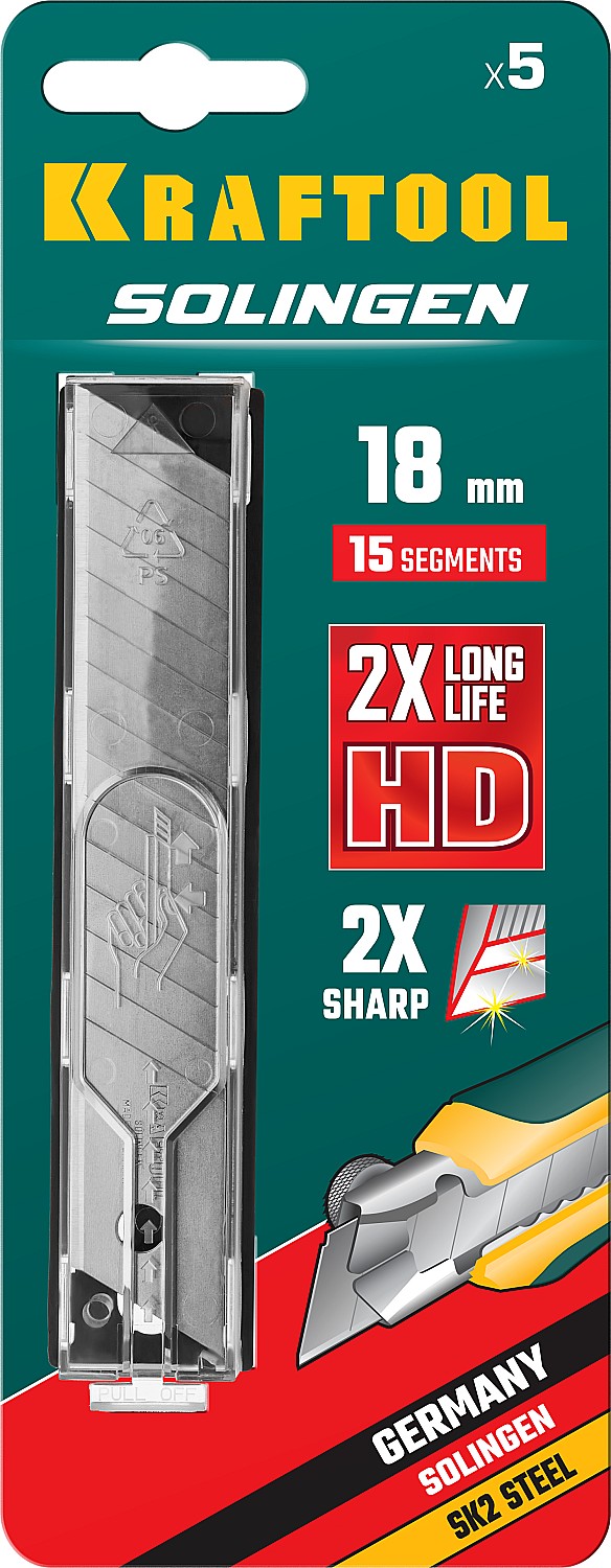 KRAFTOOL 18 мм, 5 шт, сегментированные лезвия (09606-18-S5)