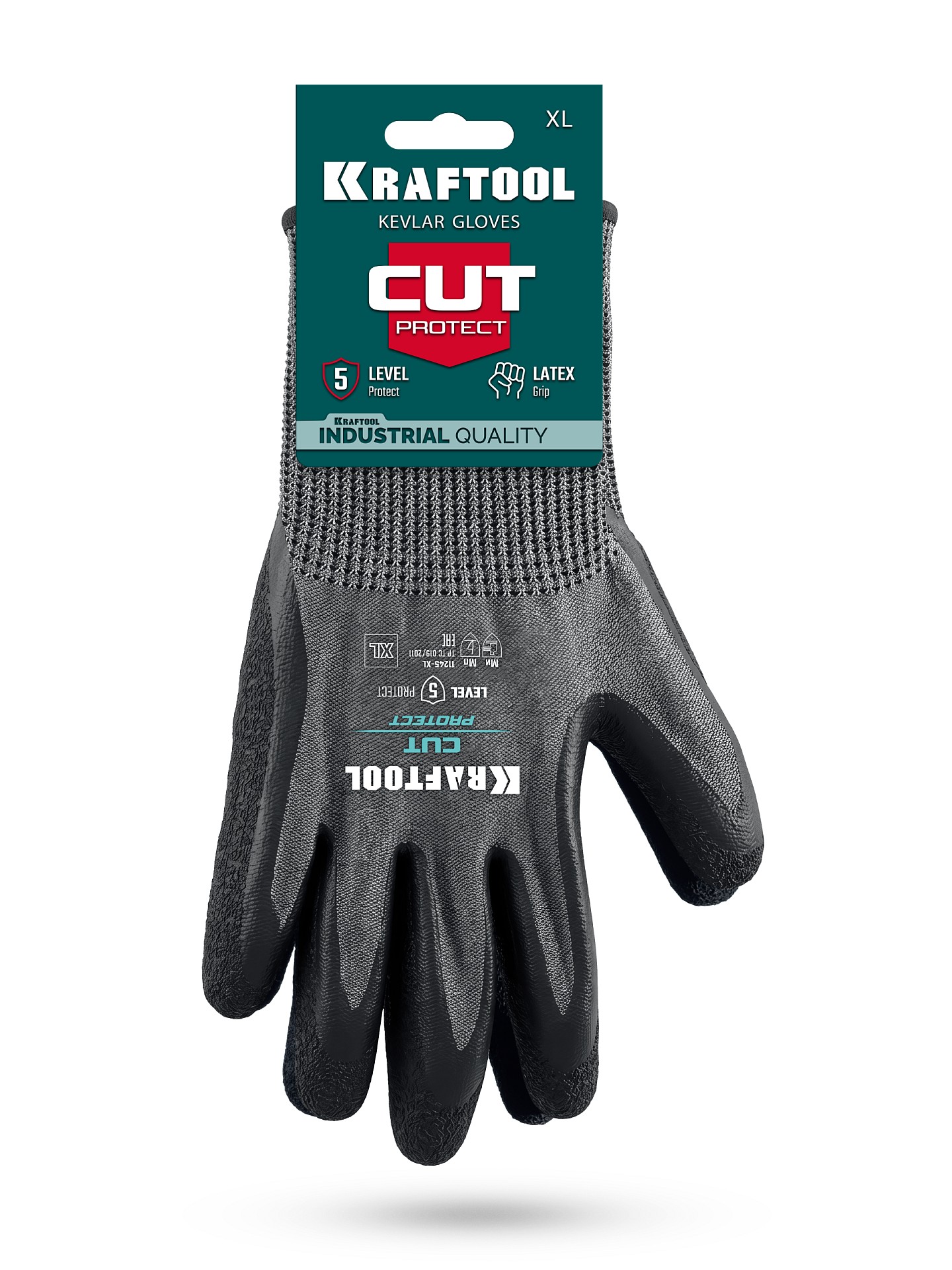 KRAFTOOL CUT PROTECT, XL (10), перчатки с кевларовой нитью для защиты от порезов, с рельефным латексным покрытием (11245-XL)