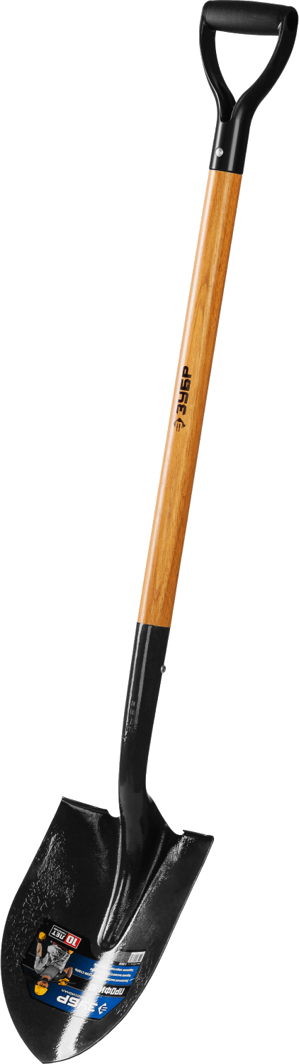ЗУБР Профи-10, 120 см, деревянный черенок из дуба, D-рукоятка, штыковая лопата, тип ЛСГ, закаленное полотно, Профессионал (4-39530)