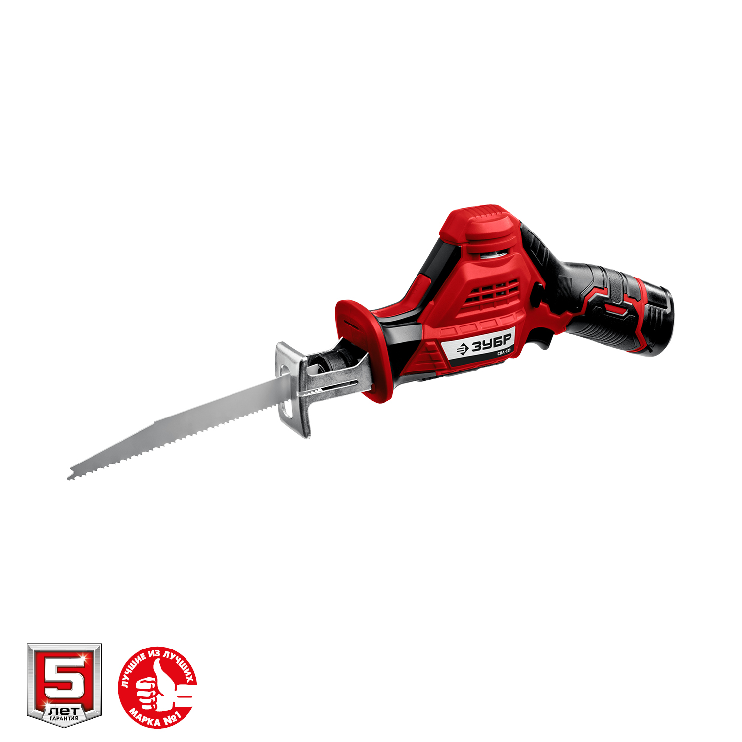 ЗУБР С1-12, 12 В, 80 мм, 1 АКБ (2 А·ч), сабельная пила (СПЛ-125-21)