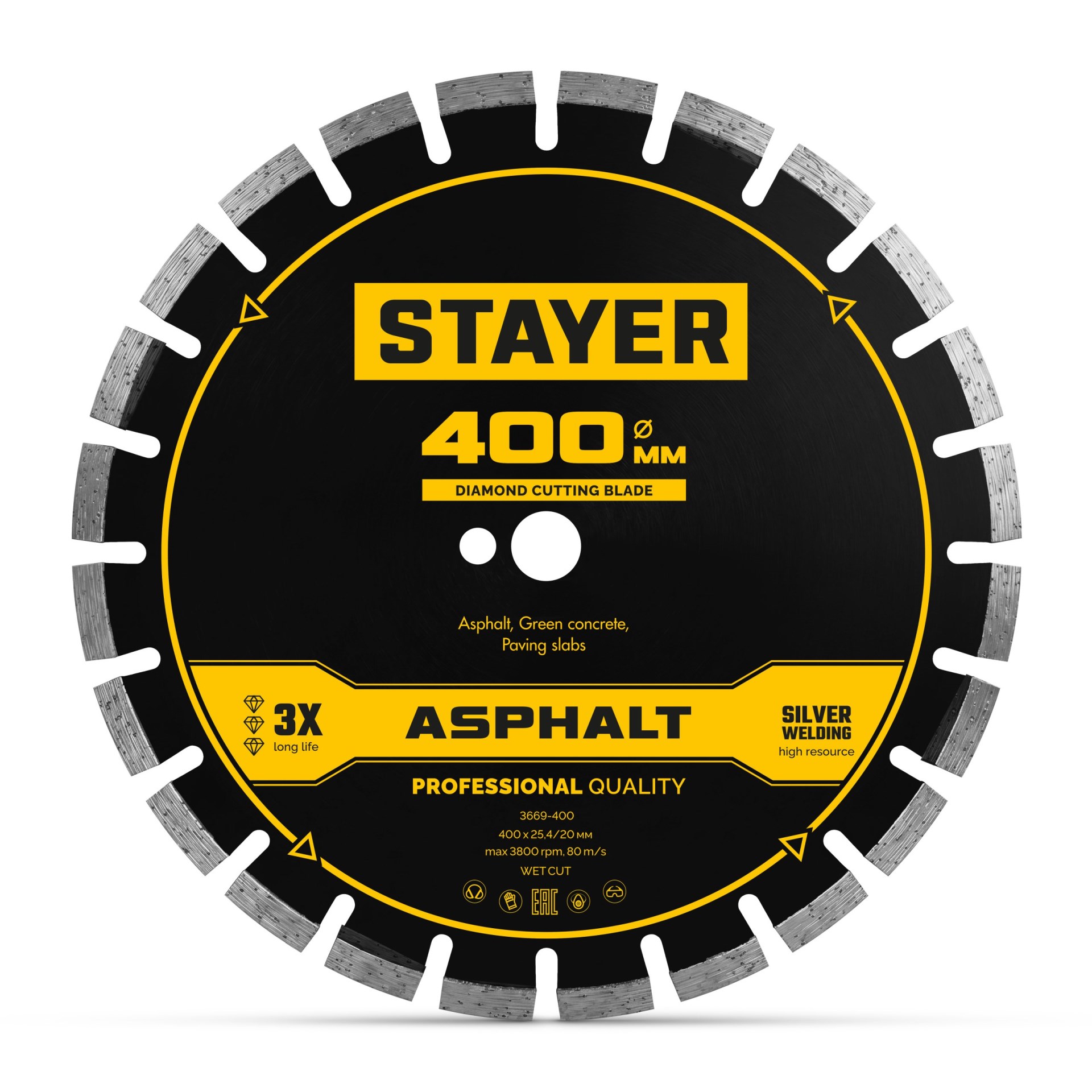 STAYER ASPHALT 400 мм, диск алмазный по асфальту, PROFESSIONAL (3669-400)