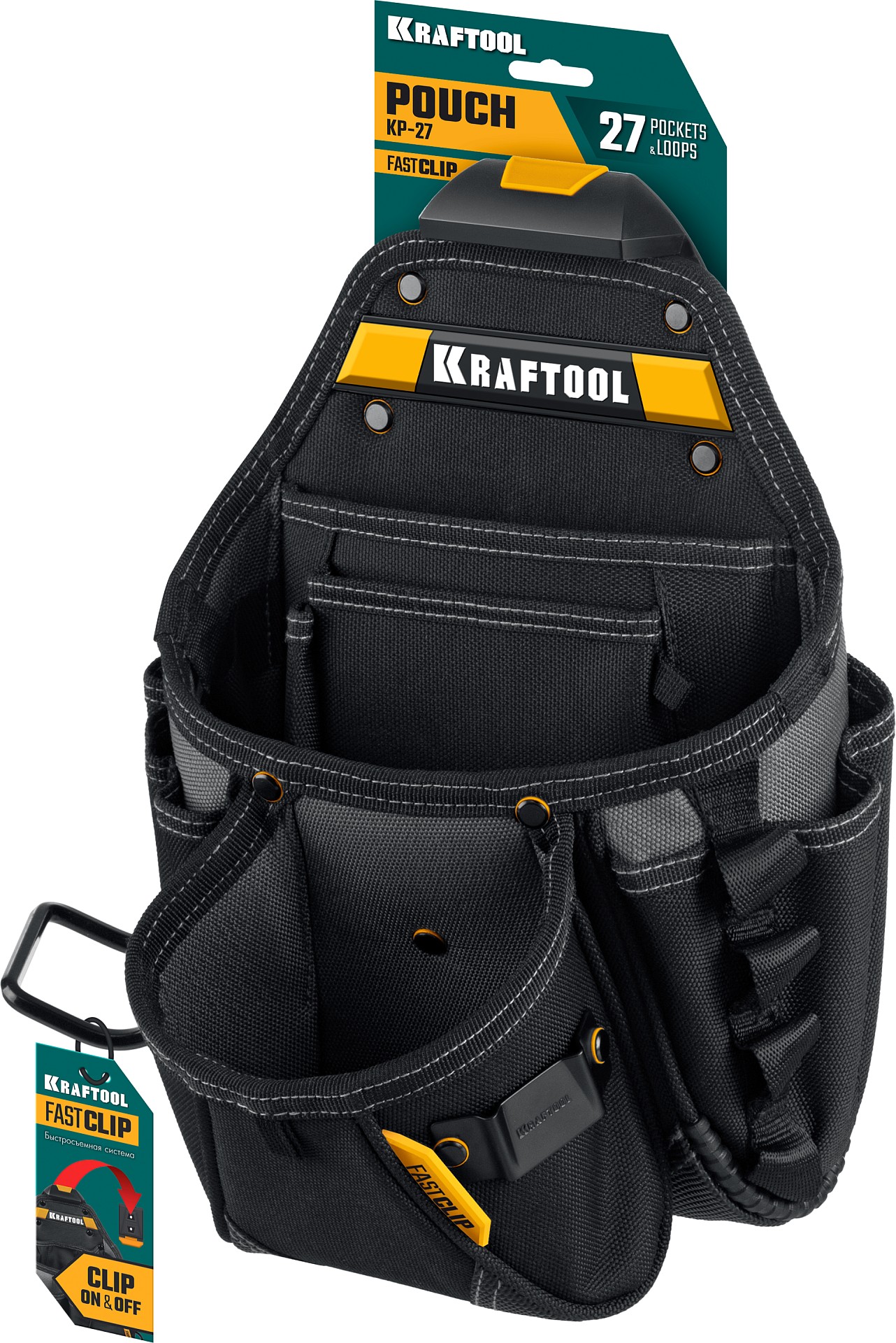 KRAFTOOL KP-27 поясная сумка с быстросъёмным креплением FastClip, 350 х 260 мм (38773)