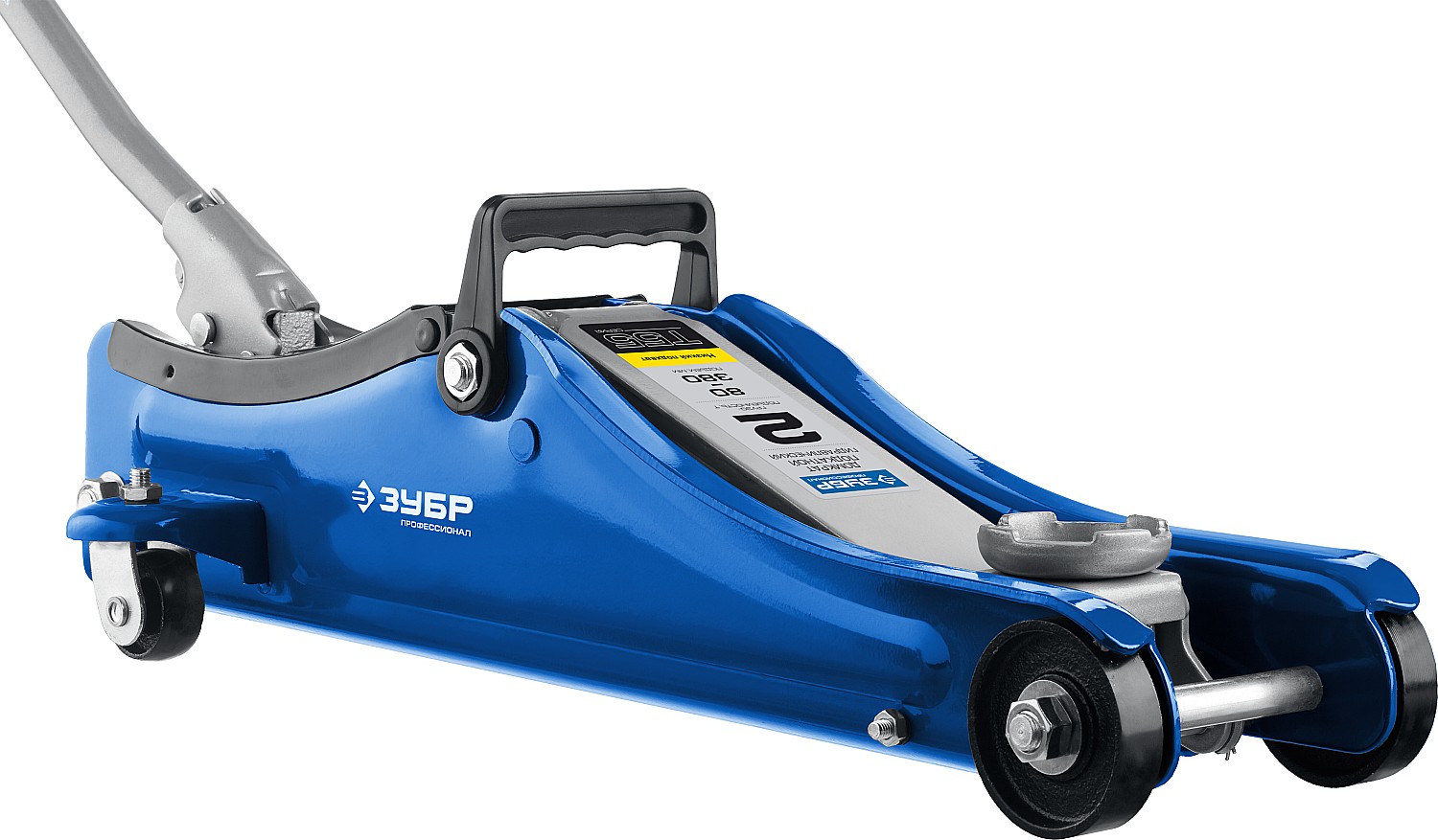 ЗУБР Т-55, 2 т, 80 - 380 мм, подкатной домкрат с увеличенным подъемом и низким подхватом, Профессионал (43058-2)