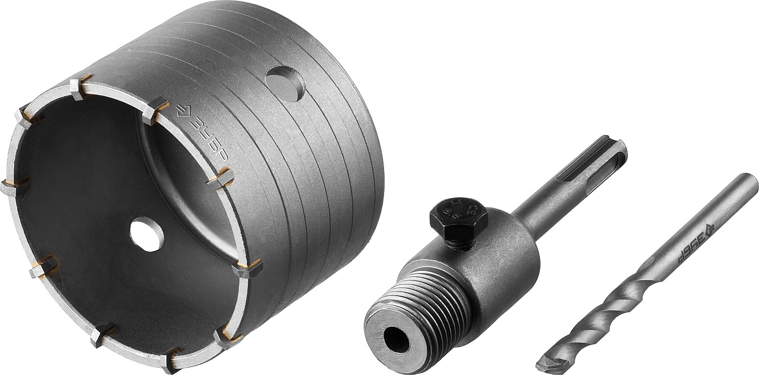 ЗУБР 80 мм, SDS - Plus, 10Т, коронка по бетону с оснасткой (29211-80)