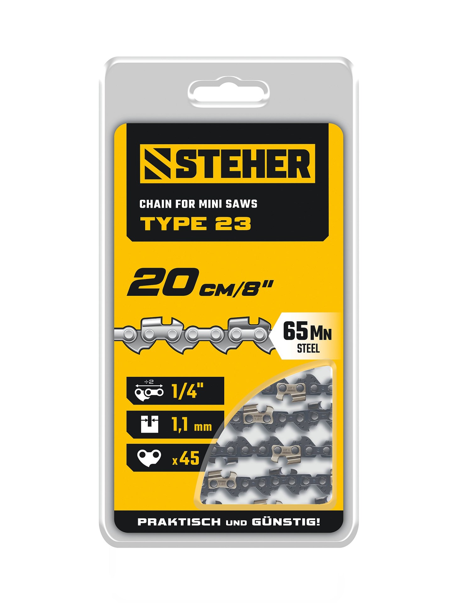 STEHER тип 23, 20 см, шаг 1/4″, паз 1.1 мм, 45 звеньев, цепь (75323-20)