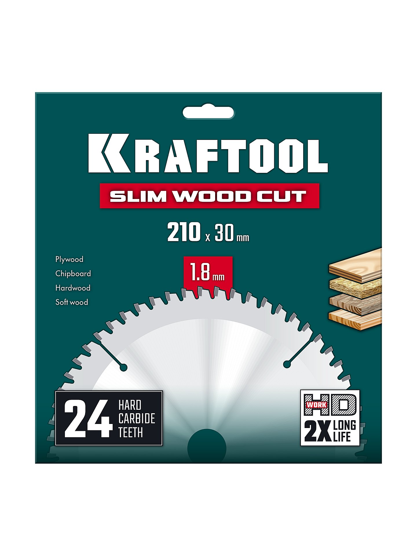 KRAFTOOL Slim wood cut 210 х 30 x 1.8 мм, 24Т, диск пильный по дереву, (36955-210-30-24)
