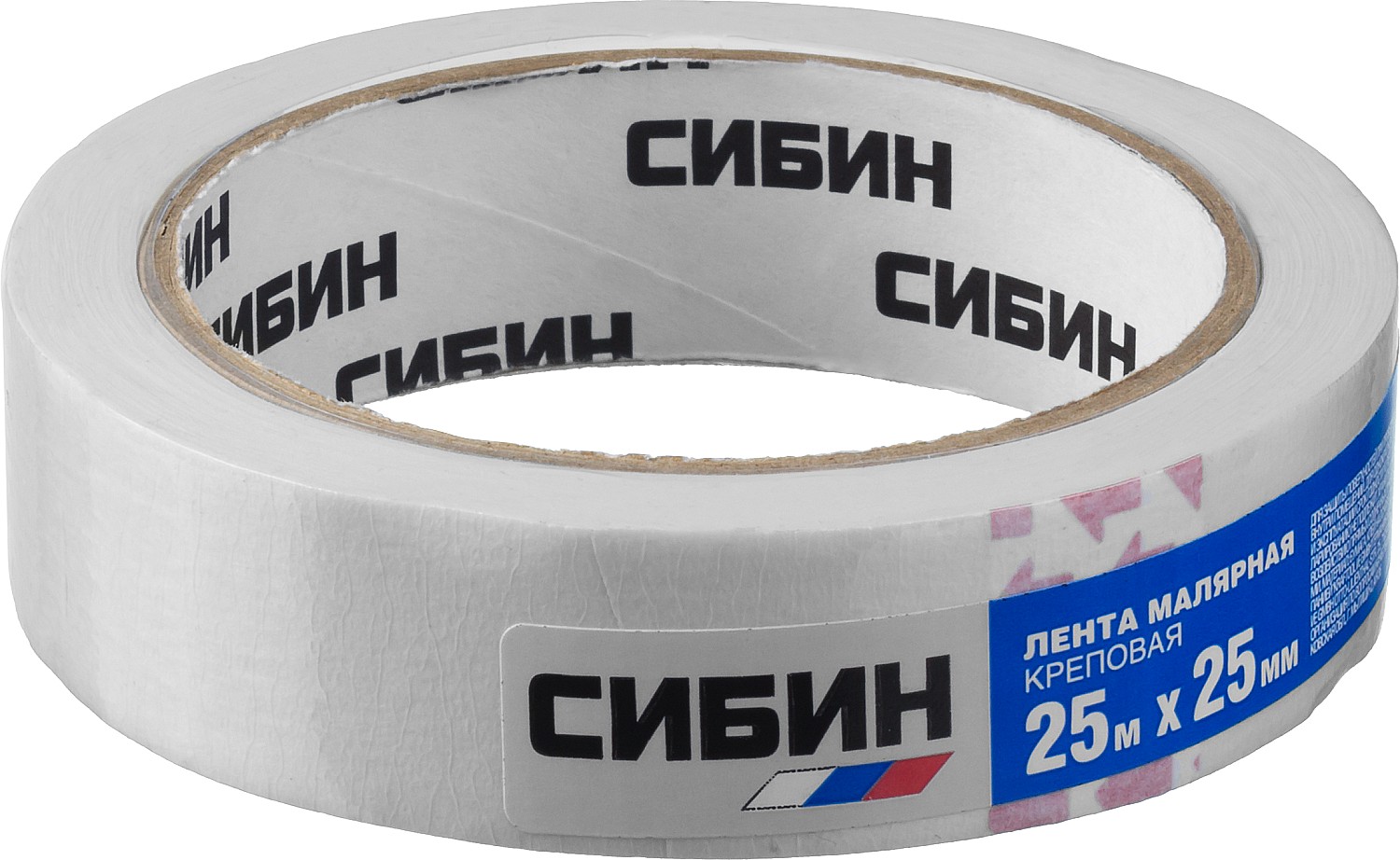 СИБИН 25 мм х 25 м, креповая, малярная лента (12111-25)