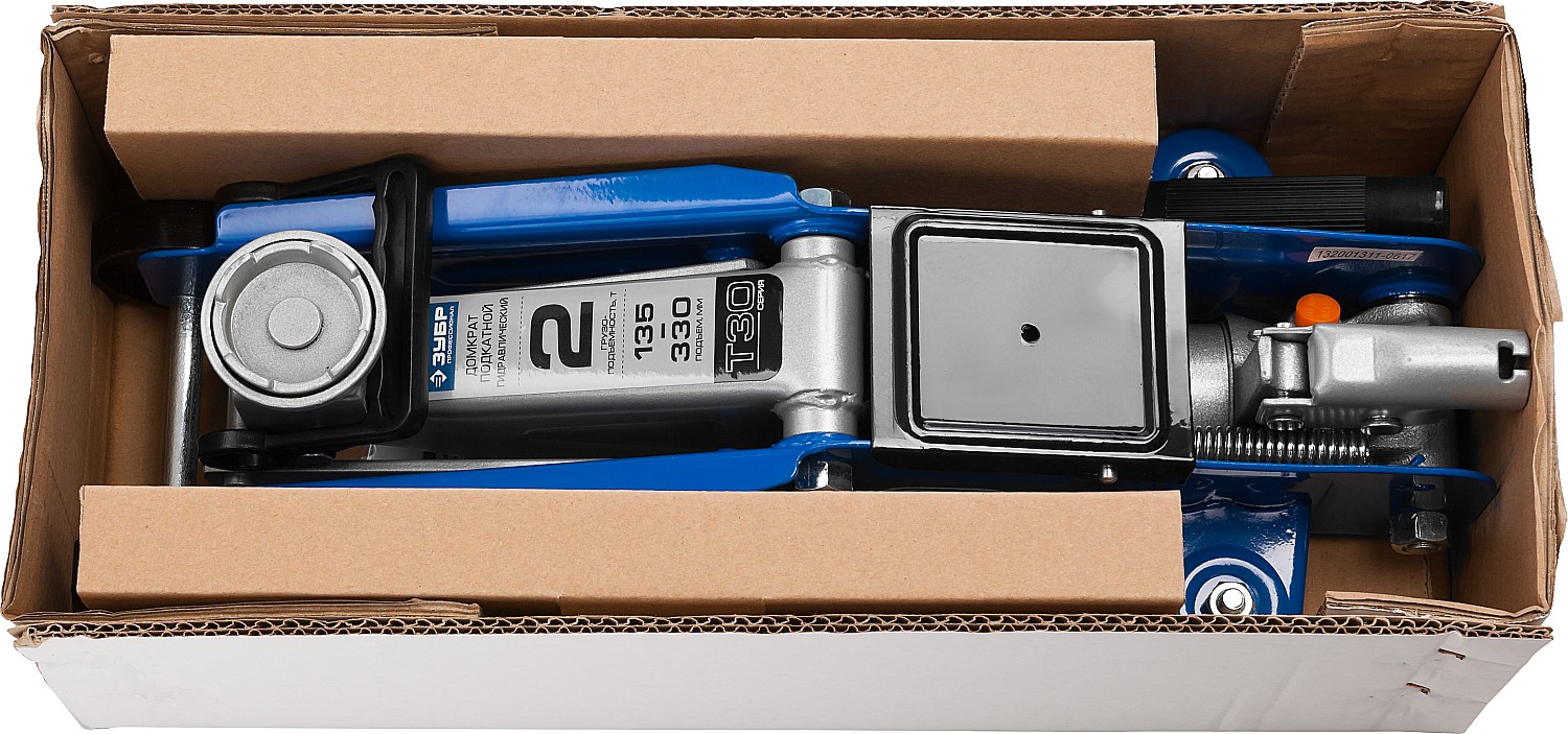 ЗУБР Т-30, 2 т, 135 - 330 мм, подкатной гидравлический домкрат, Профессионал (43053-2)