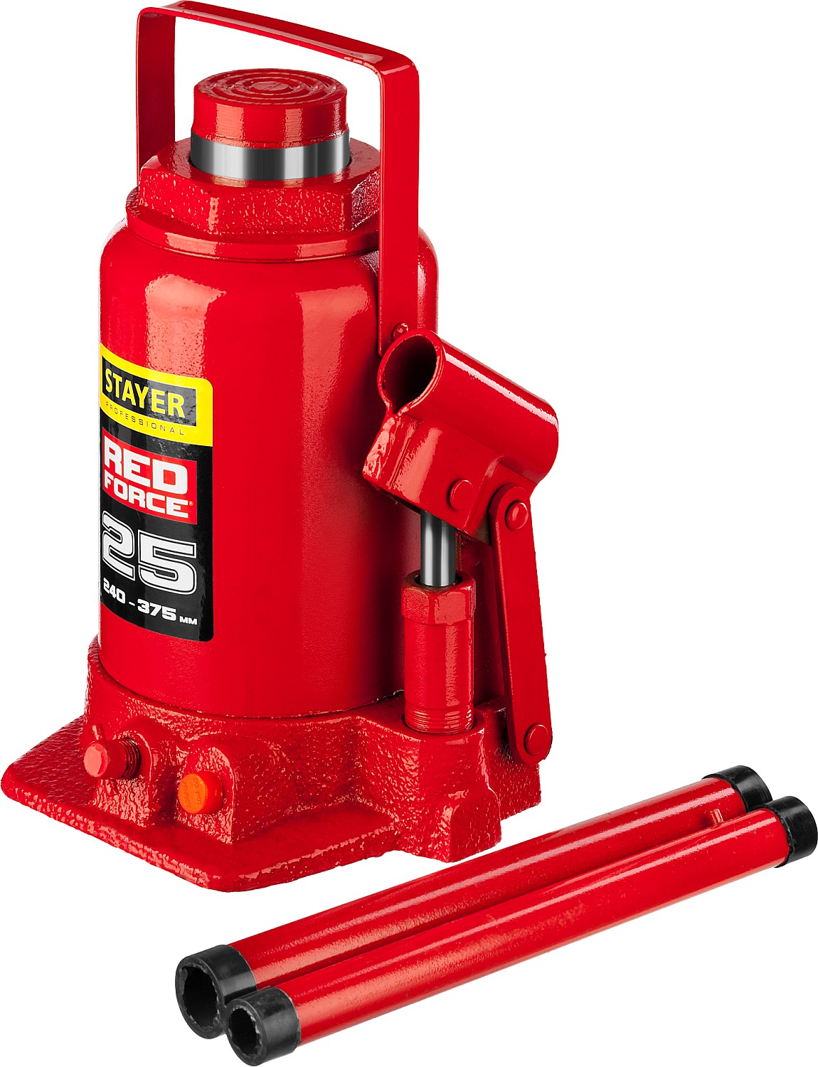STAYER RED FORCE, 25 т, 240 - 375 мм, бутылочный гидравлический домкрат, Professional (43160-25)