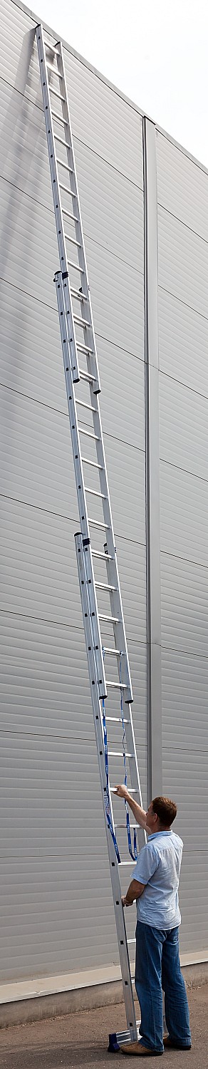 СИБИН 14 ступеней, со стабилизатором, алюминиевая, трехсекционная лестница (38833-14)