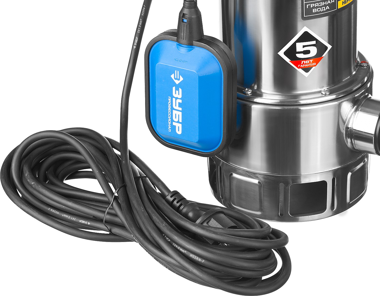 ЗУБР 750 Вт, дренажный насос для грязной воды, корпус - нерж. сталь, Профессионал (НПГ-Т3-750-С)