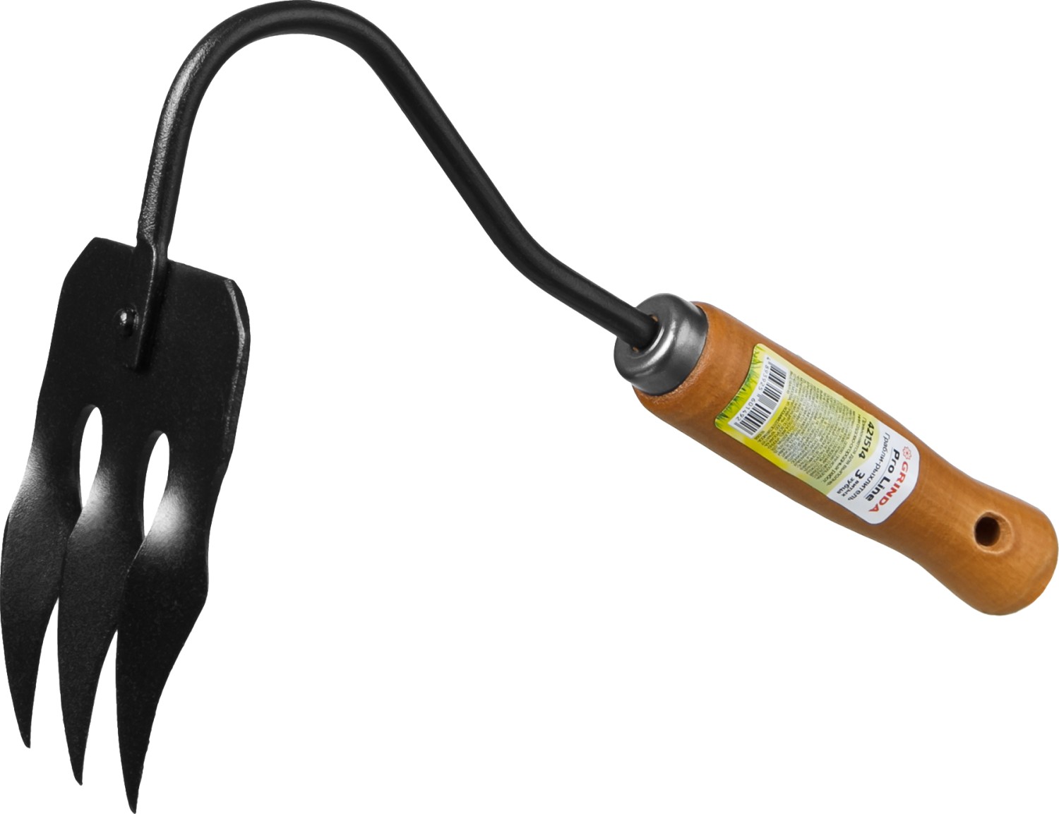 GRINDA ProLine 120х86х265 мм, 3-х зубые, деревянная ручка, грабли-рыхлитель (421514)