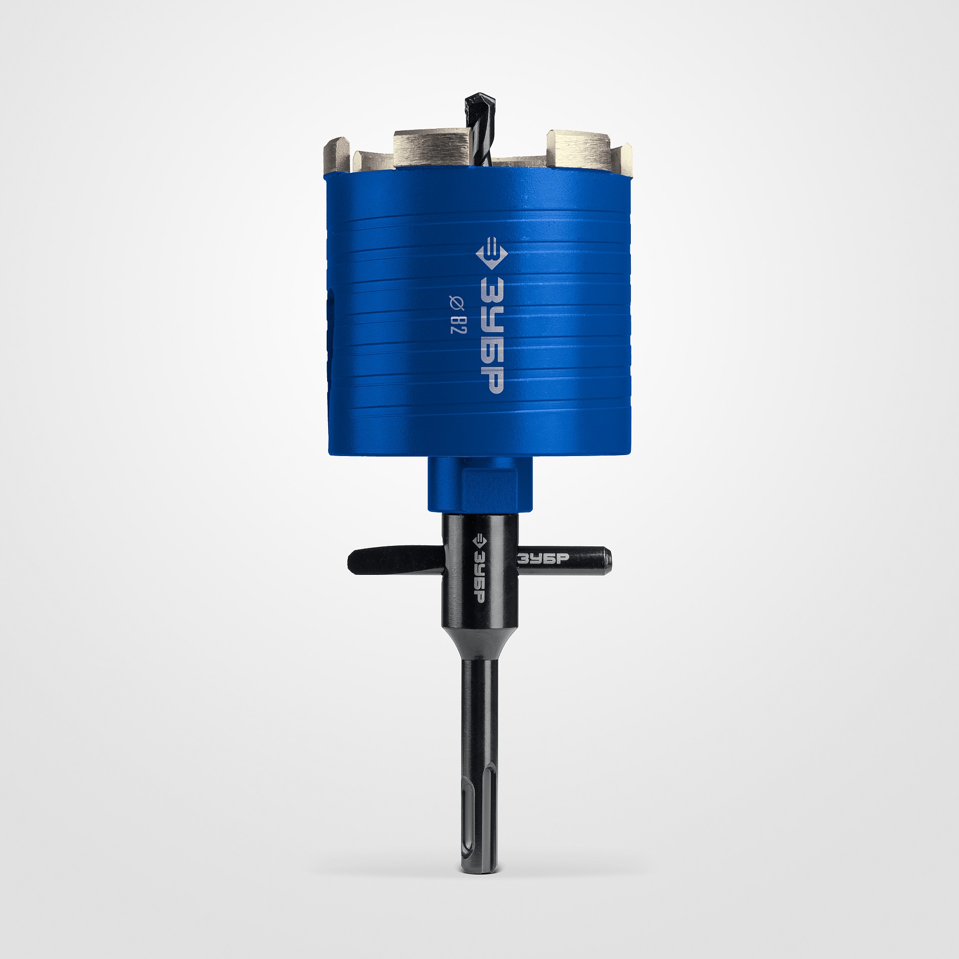 ЗУБР Железобетон 82мм (сухое сверление с микроударом, рабочая глубина 75мм, лазерная сварка) алмазная сегментная коронка для подрозетников (29875-82)