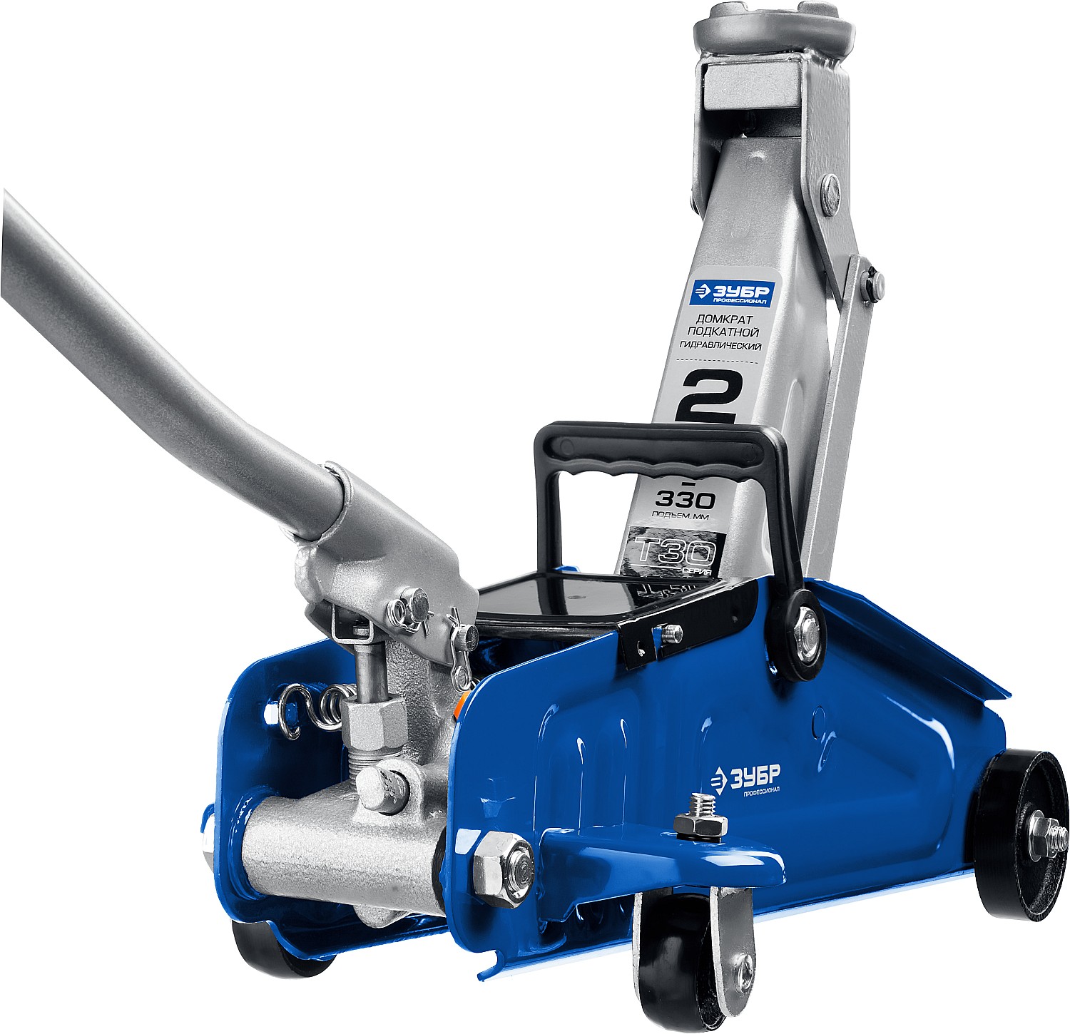 ЗУБР Т-30-K, 2 т, 135 - 330 мм, подкатной гидравлический домкрат в кейсе, Профессионал (43053-2-K)