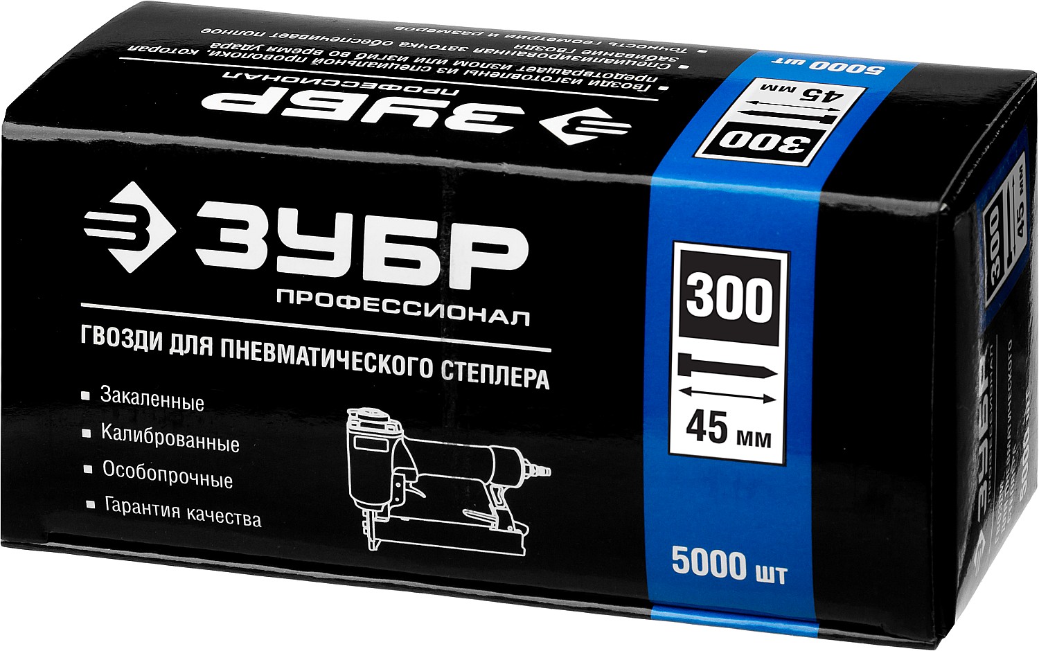ЗУБР гвозди тип 300 (47/J/F), 45 мм, калибр 18GA. 5000 шт. Профессионал (31830-45)