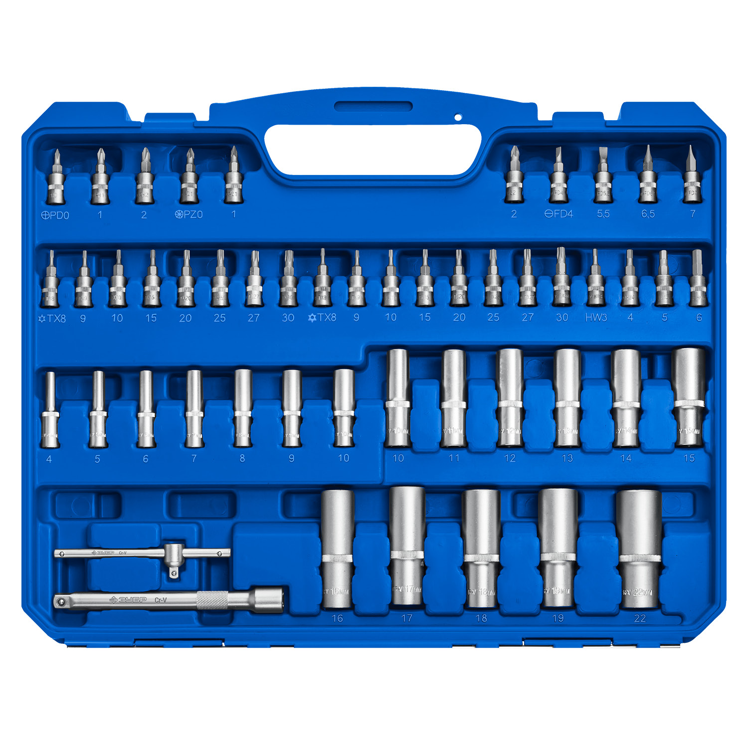 ЗУБР А-151, 151 предм., (1/2″+ 3/8″+ 1/4″), универсальный набор инструмента, Профессионал (27637-H150)