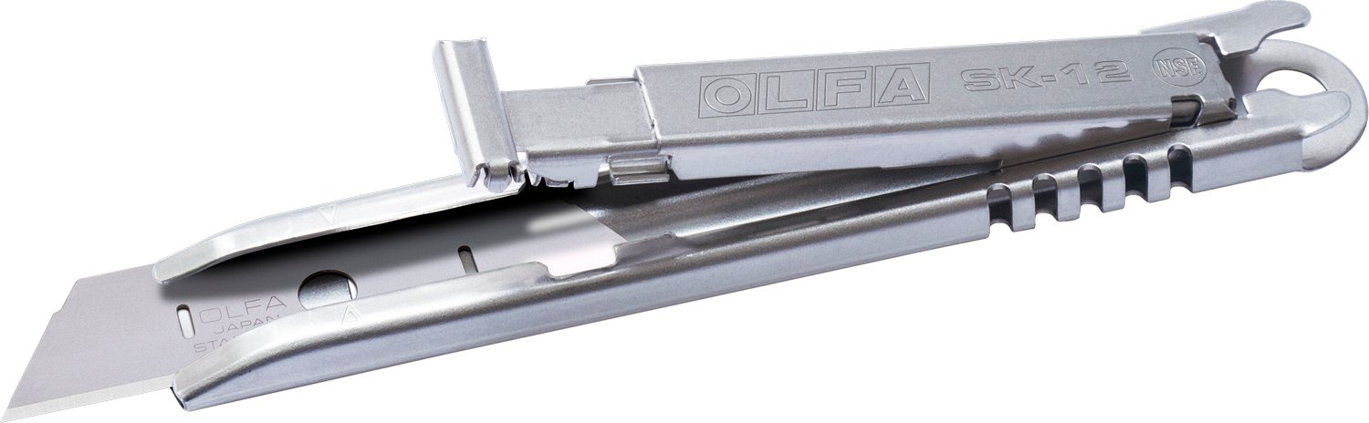 OLFA металлический корпус, безопасный нож с трапециевидным лезвием (OL-SK-12)