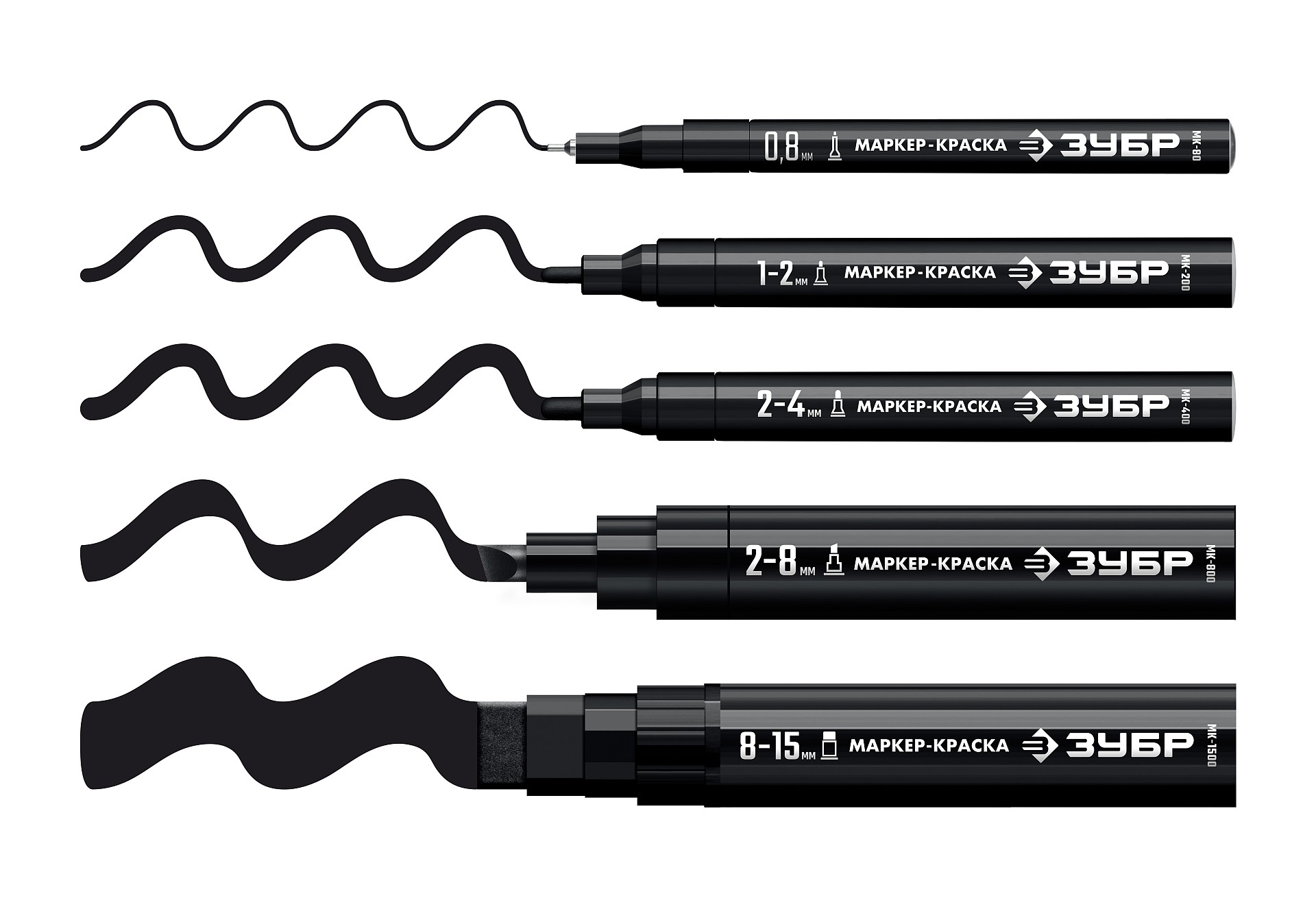 ЗУБР МК-80 черный, 0.8 мм маркер-краска (06324-2)