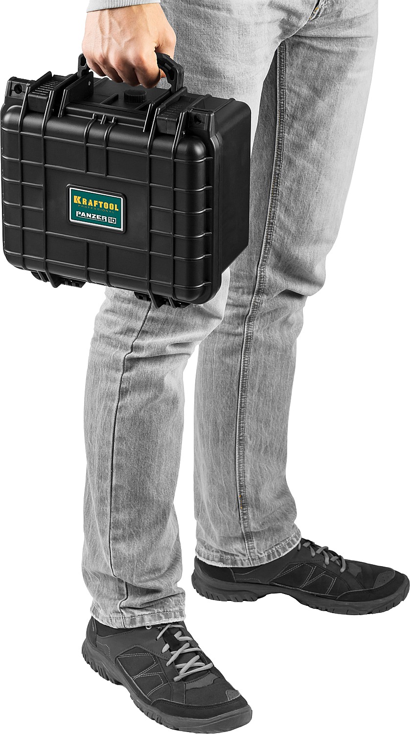 KRAFTOOL PANZER-10, 270 х 240 х 170 мм, (10″), IP55, ударопрочный пластиковый ящик (38251-10)