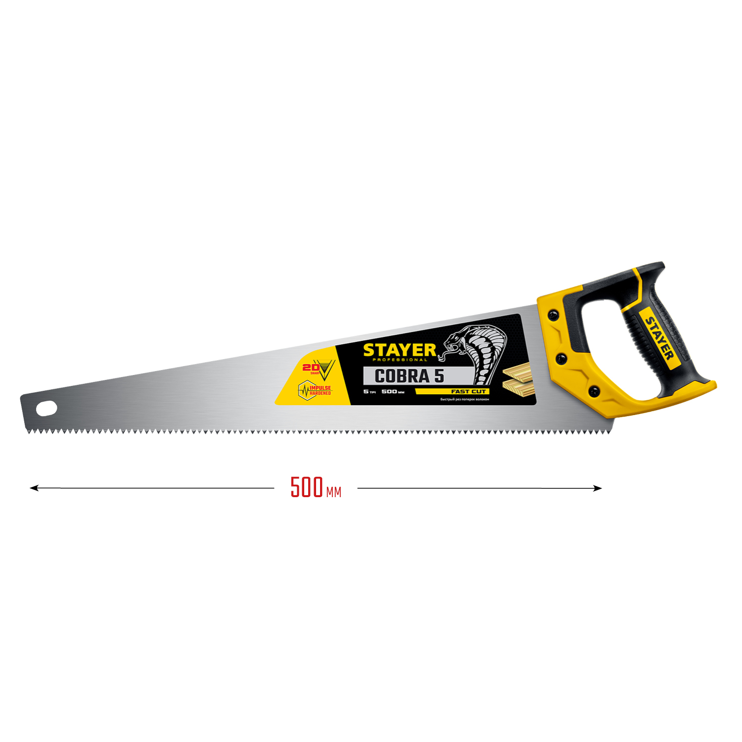 STAYER Cobra 5, 500 мм, ножовка по дереву, Professional (1506-50)